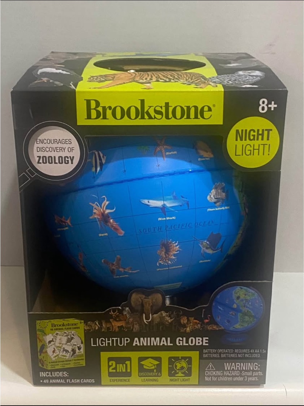 Brand-new-in-box Brookstone 2-in-1 Lightup Animal Globe & Night Light